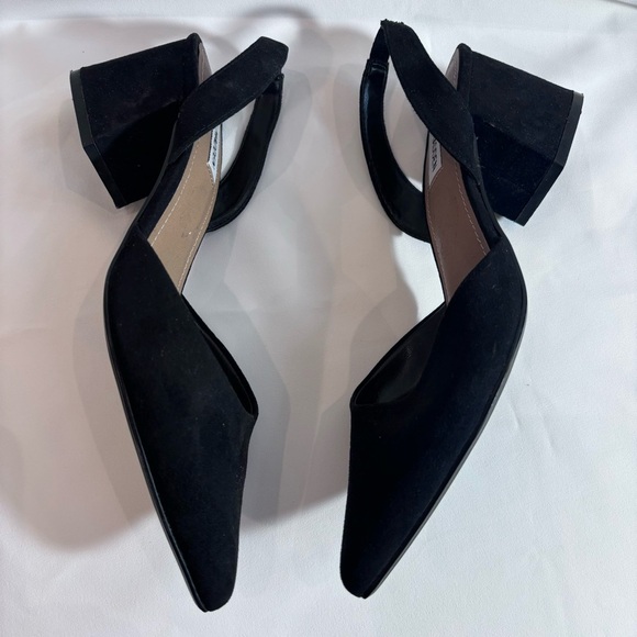 STEVE MADDEN Sz 8B Davies Slingback Shoes Suede Textile Block Heel Pointy Toe - Picture 4 of 7